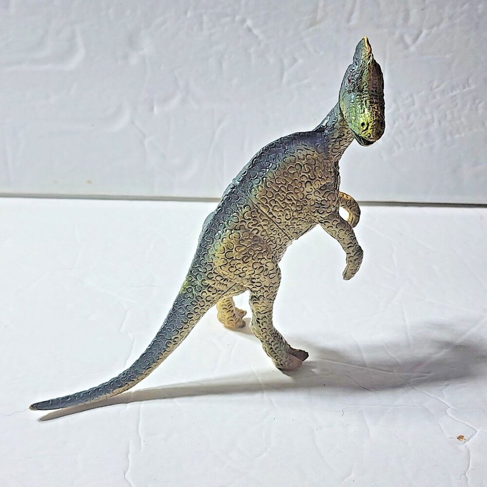 Waiphoon Corythosaurus Dinosaur Figure Vintage Rubber 8 Inch Green Yellow Blue